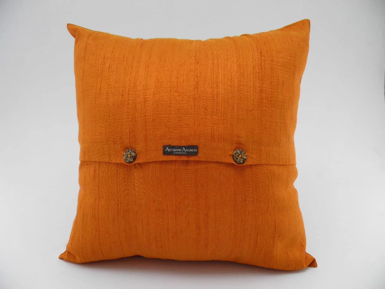 Raw Silk Cushion Covers - Tangerine - verso