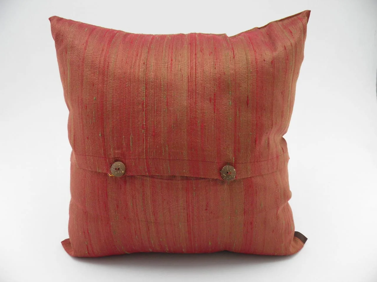 Raw Silk Cushion Covers - Pomegranate - verso