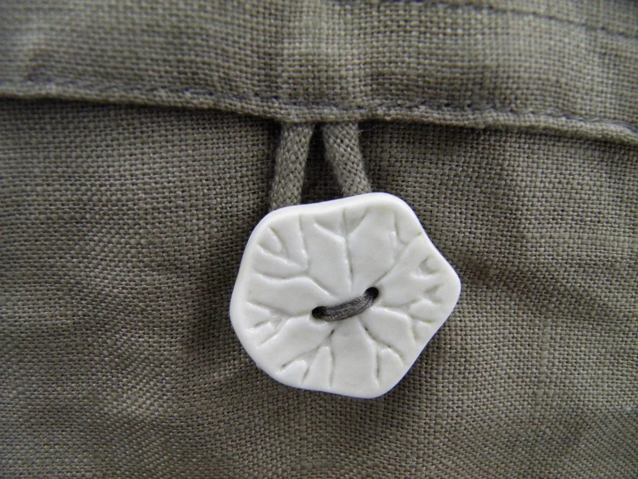 Cocoon Cushion Cover - Natural - ceramic button