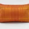 Slited Raw Silk Cushion Cover - Yellow / Orange - 45x27cm