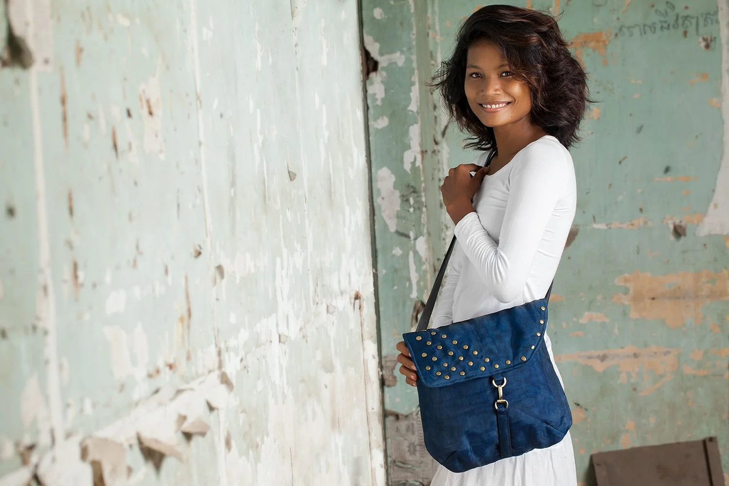 Patch - Ethical Shoulder bag - Navy blue - Smateria