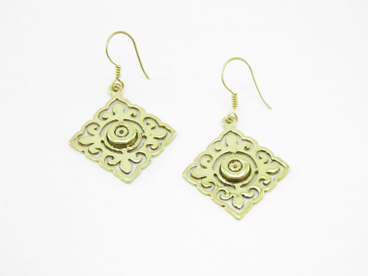 Earrings Tile and cartridge base – recycled brass