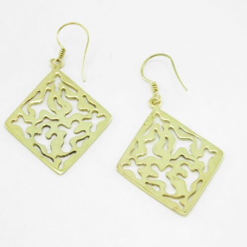 Earrings Recycled Brass – Square Water Drop