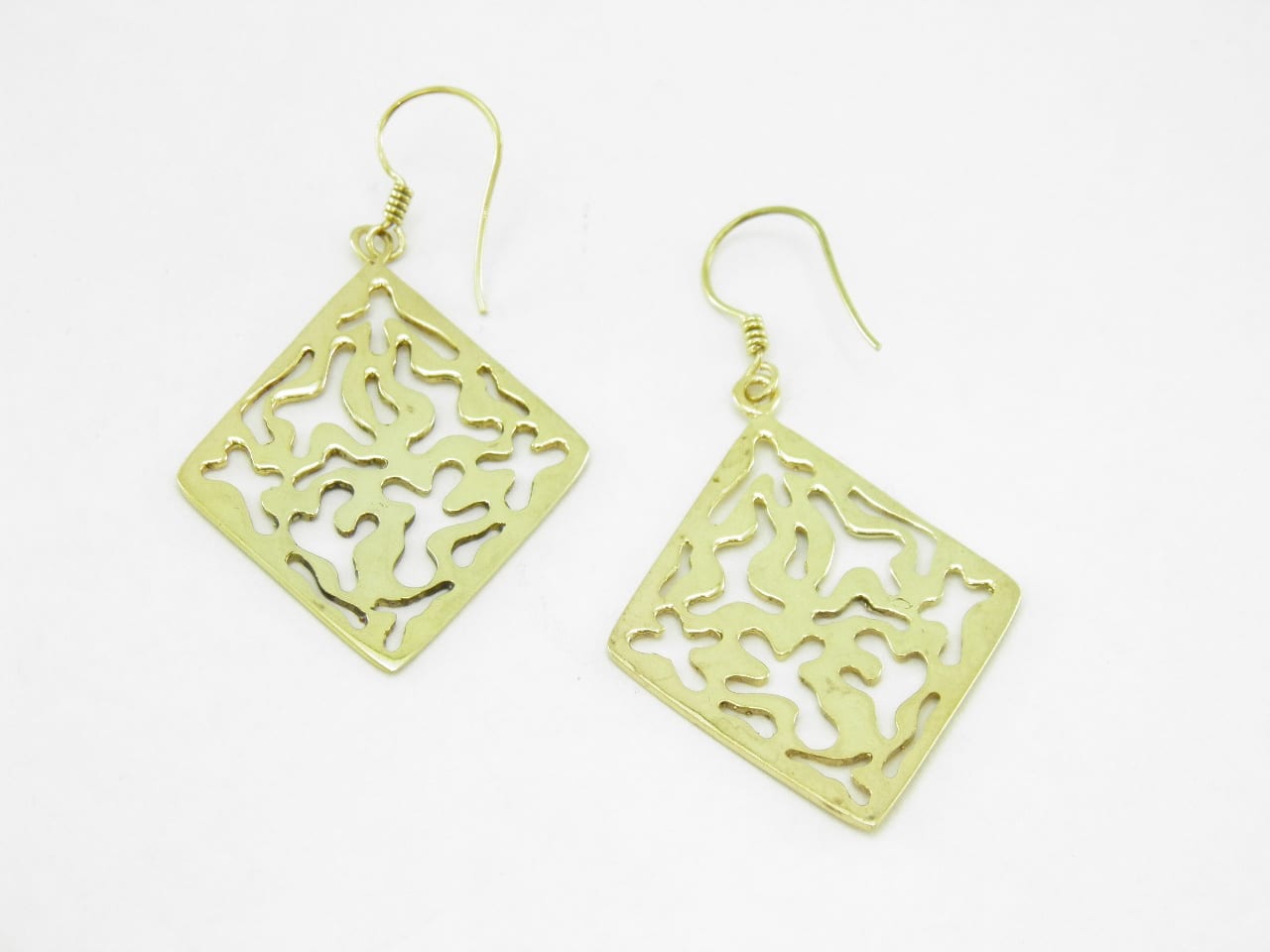 Earrings recycled brass – Square Water Drop