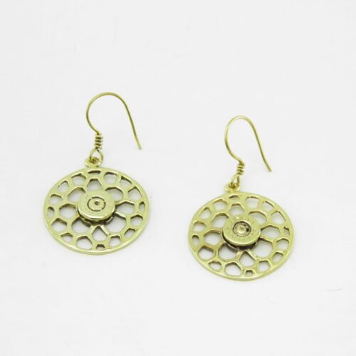 Earrings Recycled Brass – Round Bees Nest