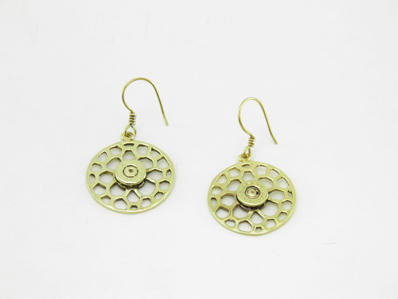 Earrings recycled brass – Round Bees Nest