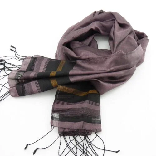 Fair Trade Essential Scarf – Striped Black-Gold