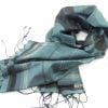 Fair Trade Silk Scarf - Black-Silver Stripes - Essential - Blue sky