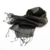 Fair Trade Silk Scarf - Black-Silver Stripes - Essential - Dark Chocolate