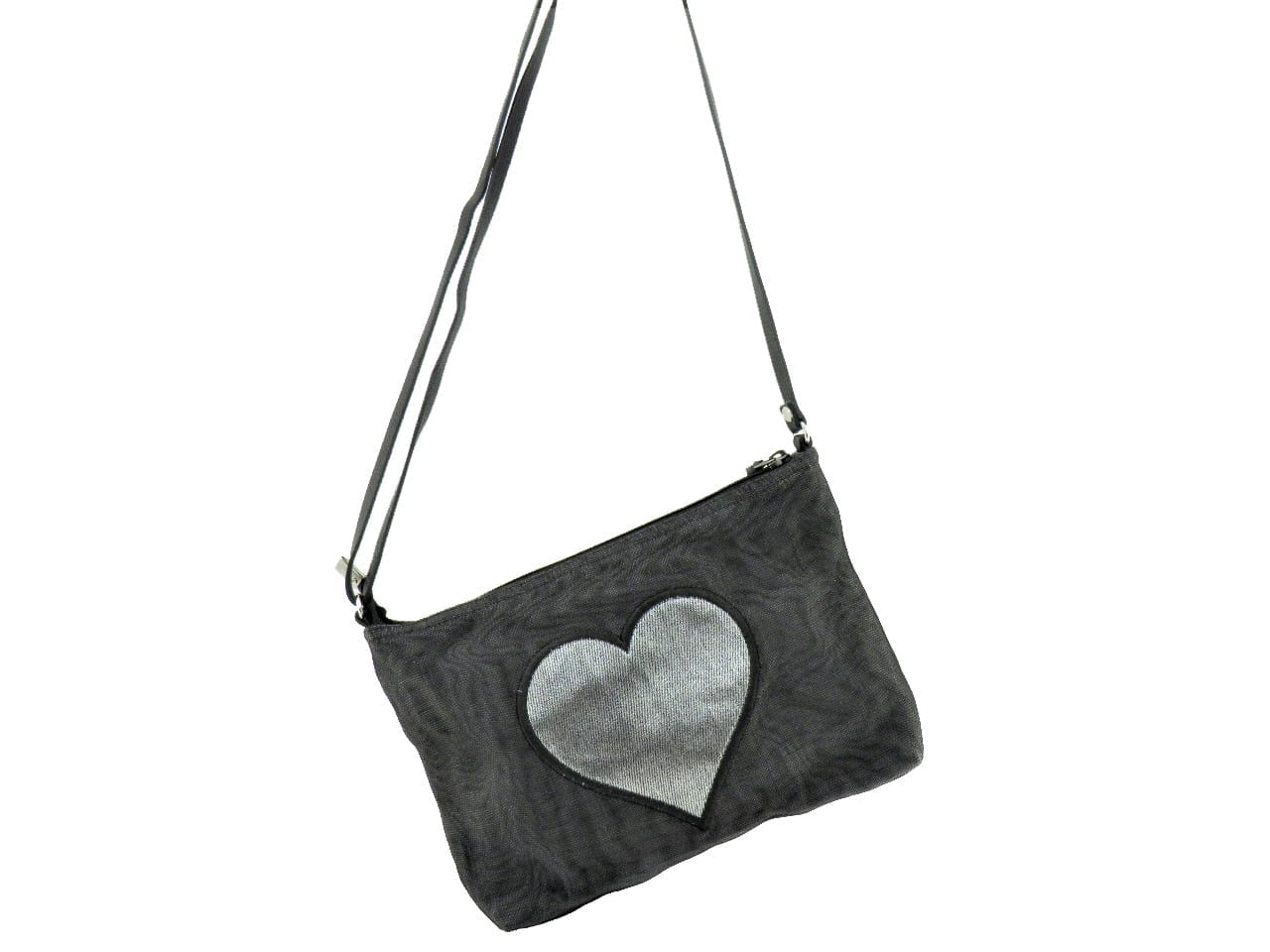 Shiny - Ethical Crossbody Bag - Charcoal - Heart