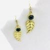 Feather Earrings and Natural Stone - Black