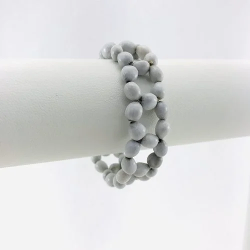 Flower - Natural Seeds Bracelet - White - Fastener