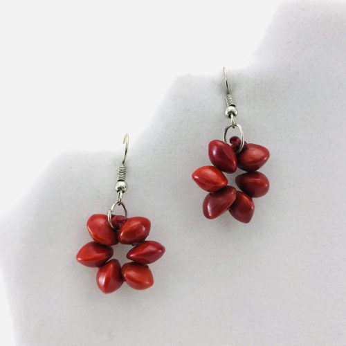 Flower Earrings - Natural seeds earrings - Red