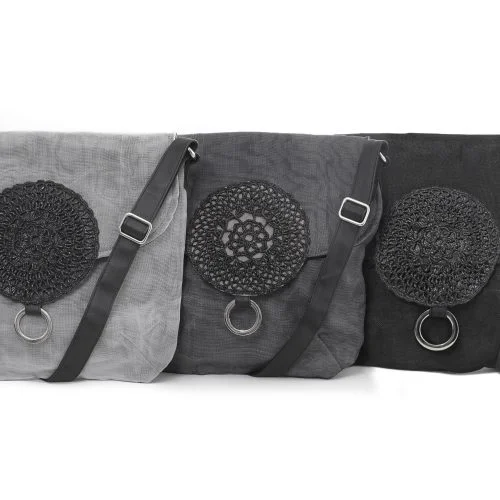 Scratch-net – Eco-friendly Shoulder Bag – Large - Gray - Charcoal - Black