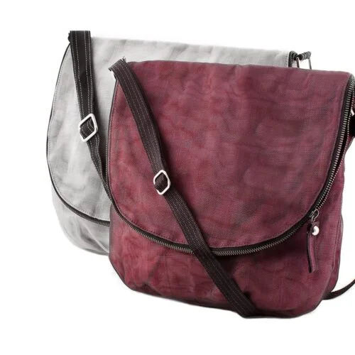 Break – Ethical shoulder bag – Burgundy and Gray