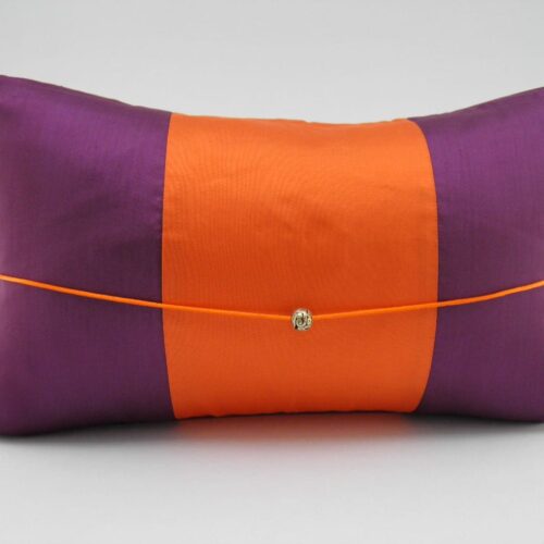Precious Silk Cushion Cover - Aubergine / Orange - 45x27cm