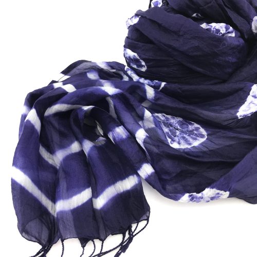 Navy Blue Scarf – Soft Organza Silk