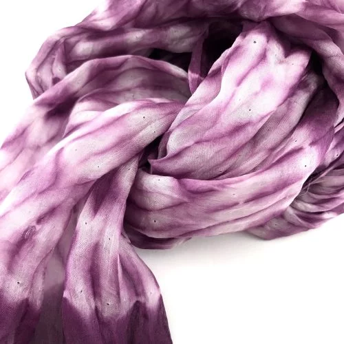 Foulard Organza Souple – Effet Délavé Au Centre - Pourpre - Détail