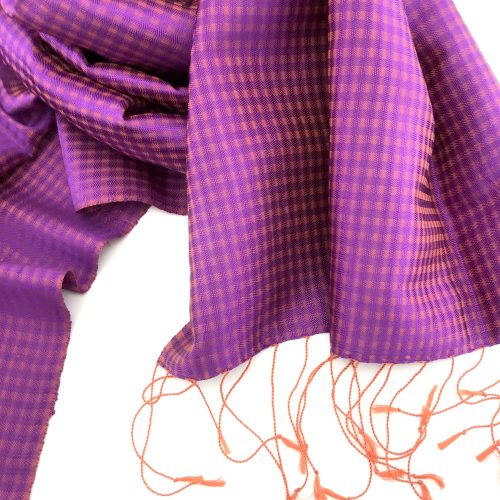 Vichy Scarf – Silk – Violet - Detail