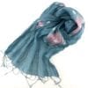 Organza Souple – Foulard soie – Losanges roses - Bleu ciel