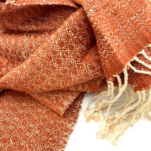 Romduol – Raw silk scarf – Orange - detail
