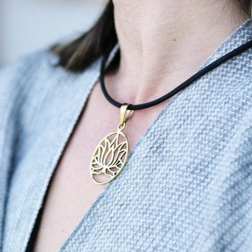 Lotus Pendant – recycled brass - Angkor Bullet Jewellery