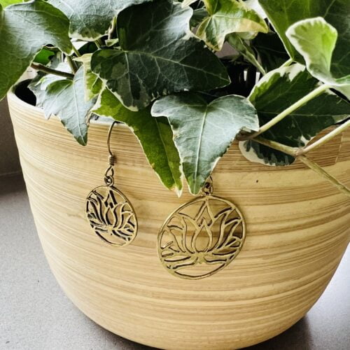 Earrings Lotus - Recycled Brass - Small And Large- Staging