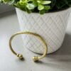 Recycled brass hammered bracelet – Two balls - staging