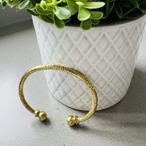 Recycled Brass Hammered Bracelet – Two Balls