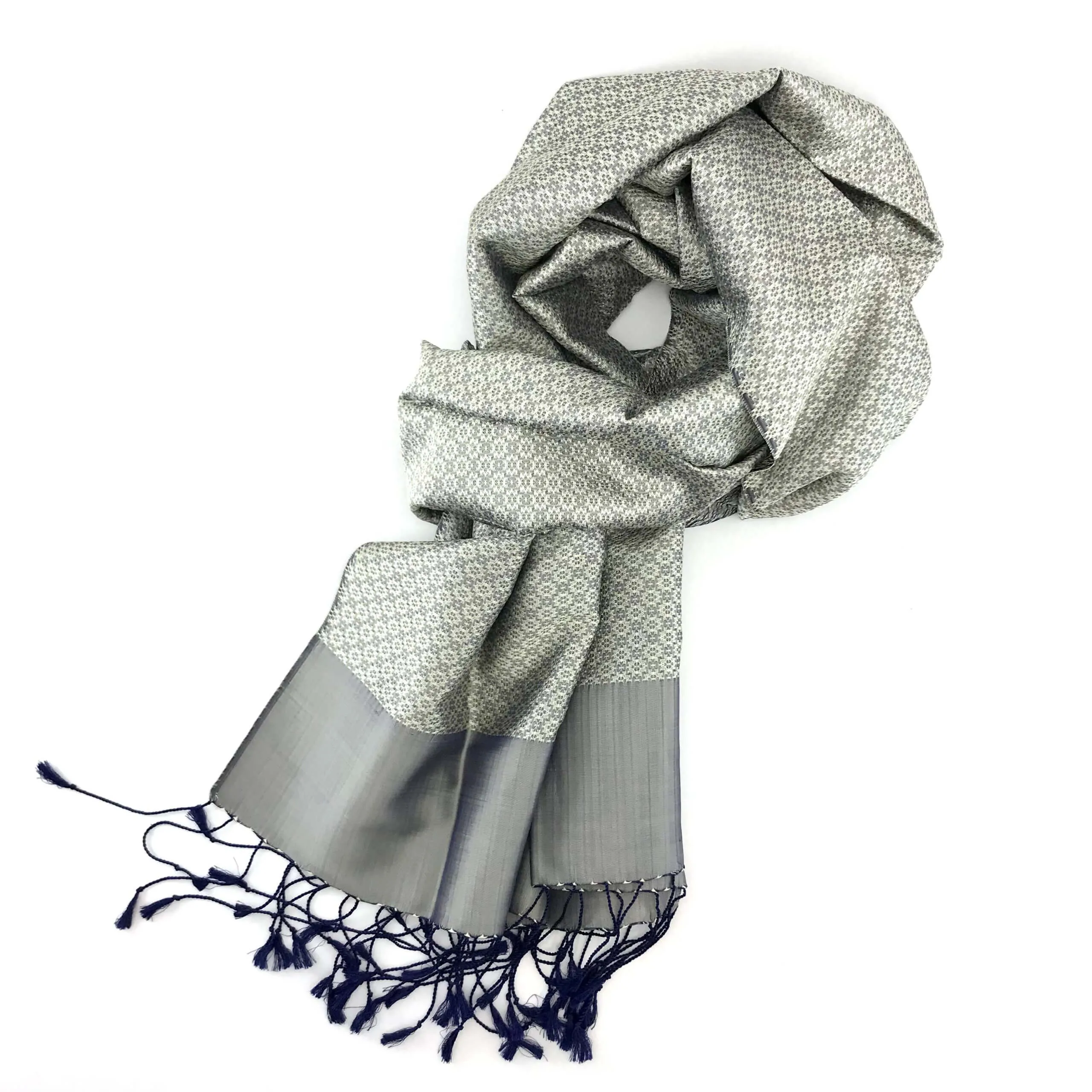 Jasmine Shawl Silk brocade Silver