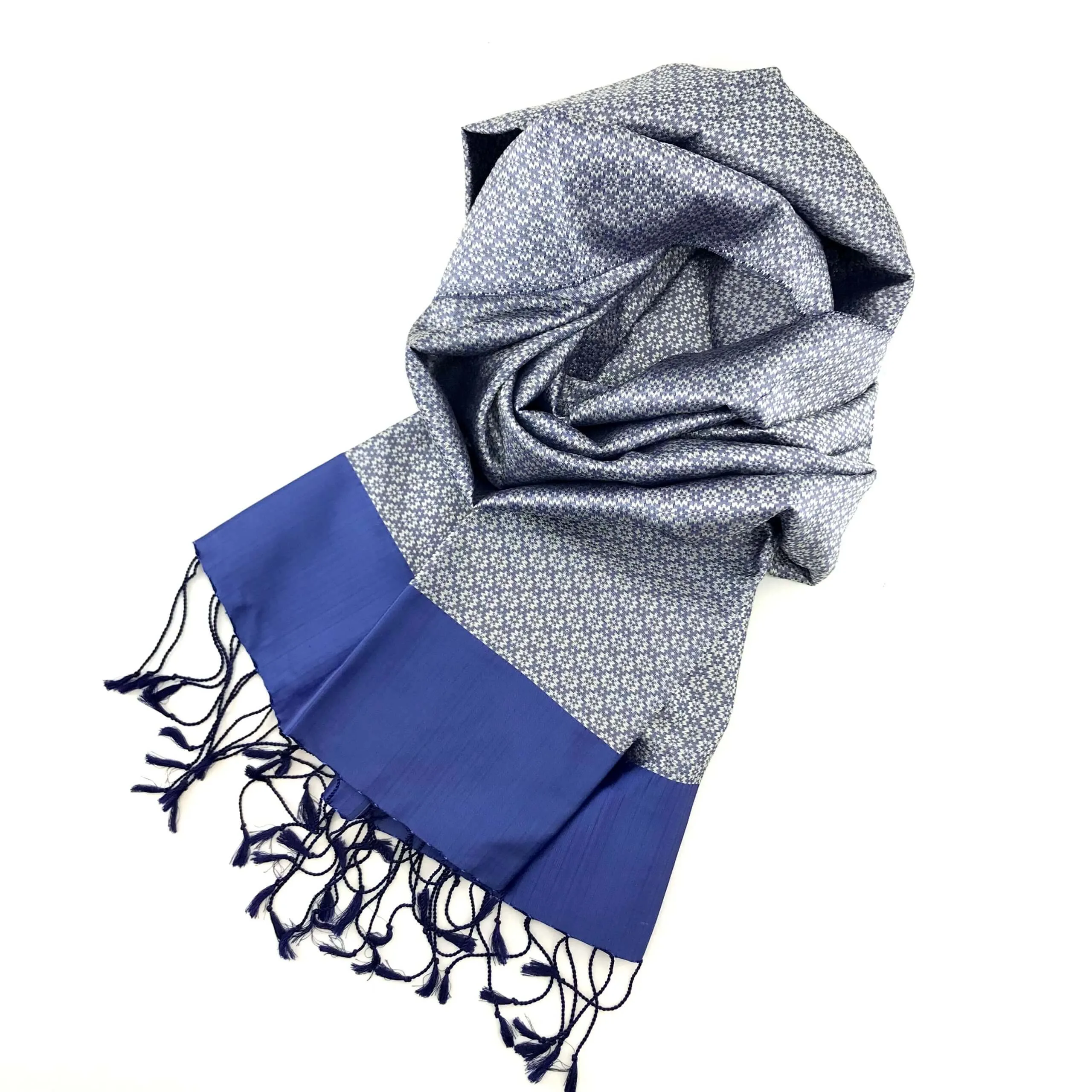 Jasmine Shawl Silk brocade Blue and Ivory