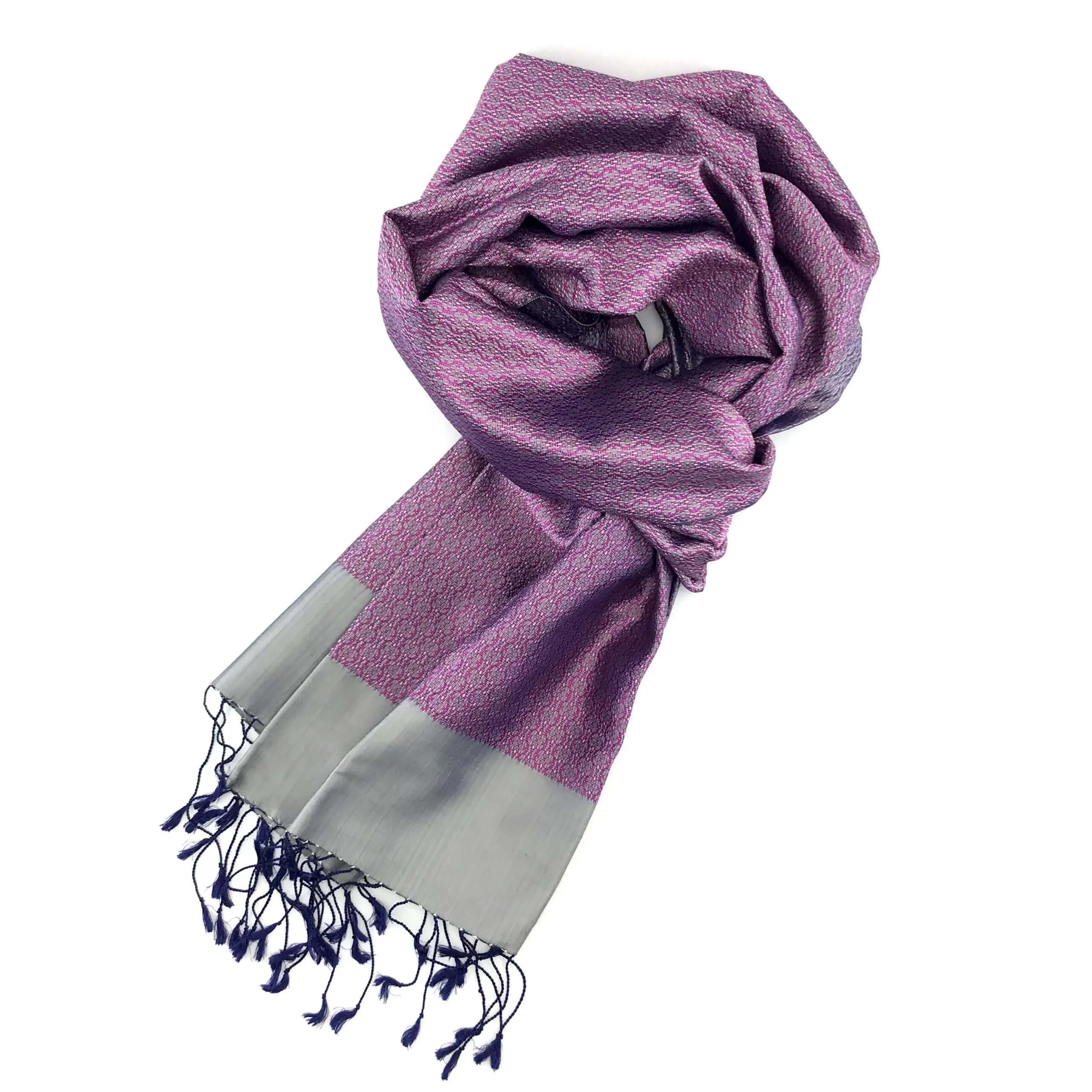 Jasmine Shawl Silk brocade Purple and Silver