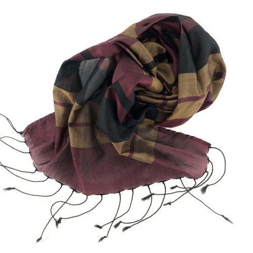 Foulard Bordeaux Noir Or Essentiel